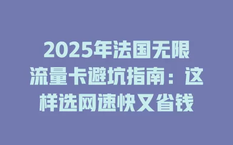 2025年法国无限流量卡避坑指南：这样选网速快又省钱
