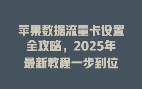 苹果数据流量卡设置全攻略，2025年最新教程一步到位