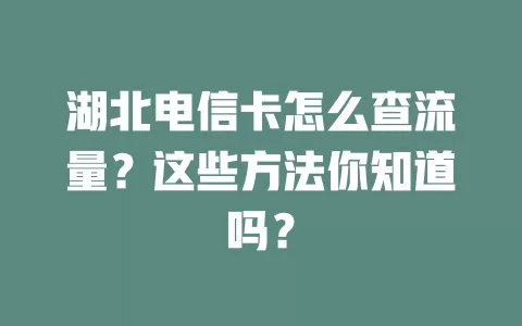 湖北电信卡怎么查流量？这些方法你知道吗？