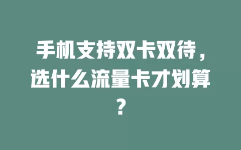 手机支持双卡双待，选什么流量卡才划算？