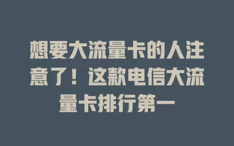 想要大流量卡的人注意了！这款电信大流量卡排行第一