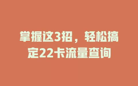 掌握这3招，轻松搞定22卡流量查询