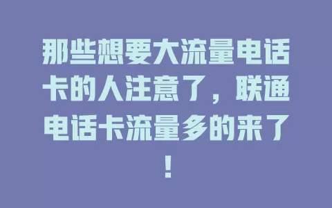 那些想要大流量电话卡的人注意了，联通电话卡流量多的来了！