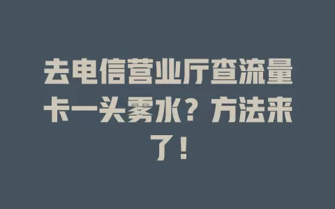 去电信营业厅查流量卡一头雾水？方法来了！