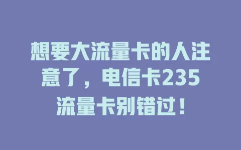 想要大流量卡的人注意了，电信卡235流量卡别错过！