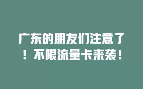 广东的朋友们注意了！不限流量卡来袭！