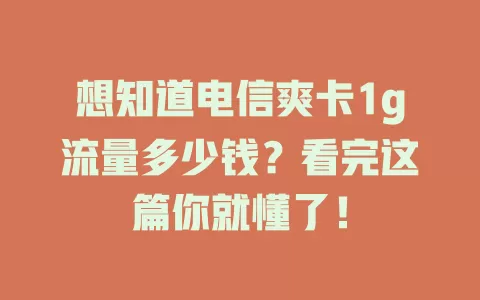 想知道电信爽卡1g流量多少钱？看完这篇你就懂了！