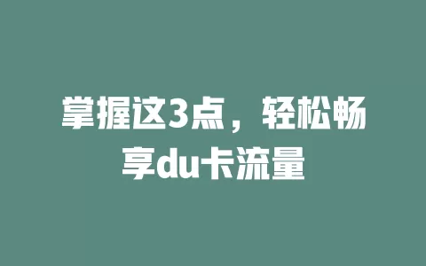 掌握这3点，轻松畅享du卡流量