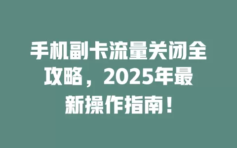 手机副卡流量关闭全攻略，2025年最新操作指南！
