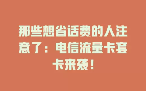 那些想省话费的人注意了：电信流量卡套卡来袭！