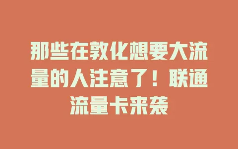 那些在敦化想要大流量的人注意了！联通流量卡来袭