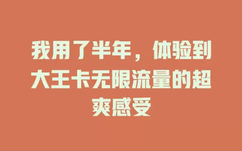 我用了半年，体验到大王卡无限流量的超爽感受