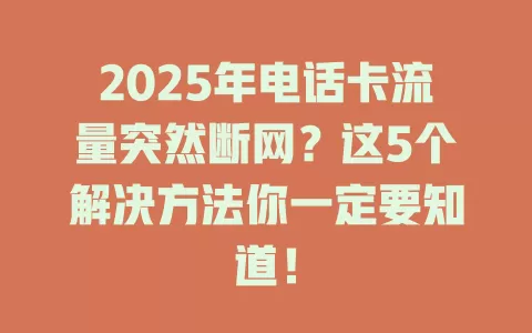 2025年电话卡流量突然断网？这5个解决方法你一定要知道！
