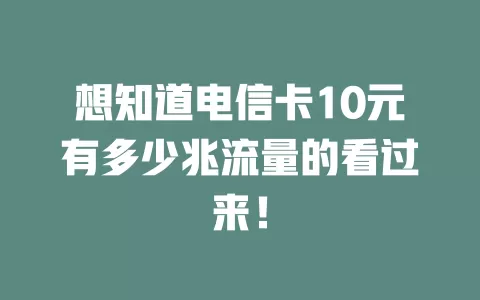 想知道电信卡10元有多少兆流量的看过来！