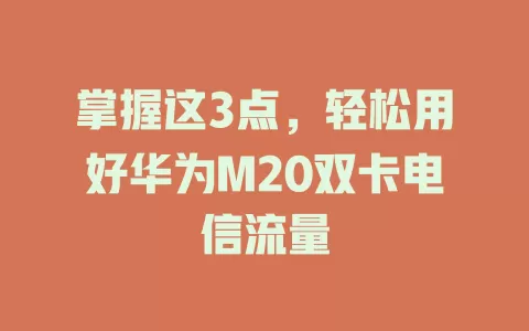 掌握这3点，轻松用好华为M20双卡电信流量