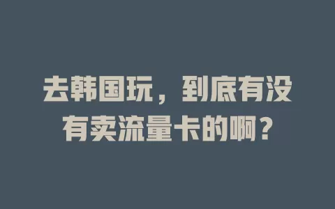 去韩国玩，到底有没有卖流量卡的啊？