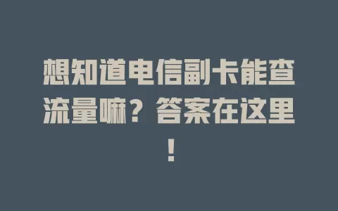 想知道电信副卡能查流量嘛？答案在这里！