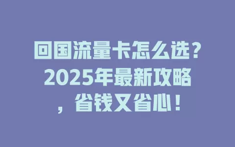 回国流量卡怎么选？2025年最新攻略，省钱又省心！