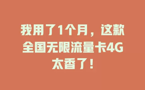 我用了1个月，这款全国无限流量卡4G太香了！