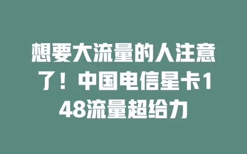 想要大流量的人注意了！中国电信星卡148流量超给力