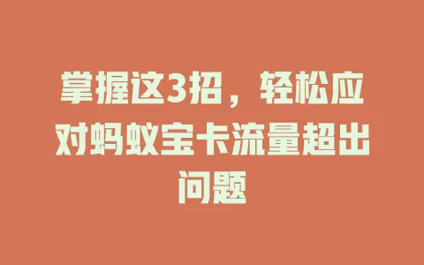 掌握这3招，轻松应对蚂蚁宝卡流量超出问题