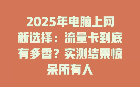 2025年电脑上网新选择：流量卡到底有多香？实测结果惊呆所有人
