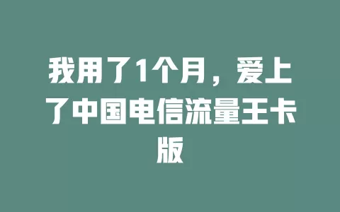 我用了1个月，爱上了中国电信流量王卡版
