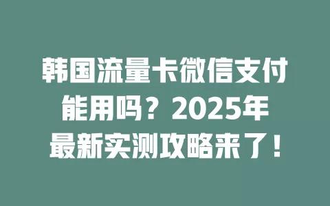韩国流量卡微信支付能用吗？2025年最新实测攻略来了！