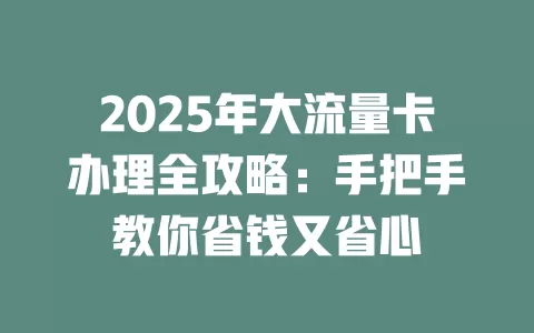 2025年大流量卡办理全攻略：手把手教你省钱又省心