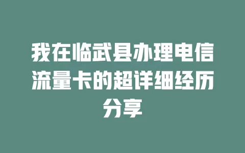 我在临武县办理电信流量卡的超详细经历分享