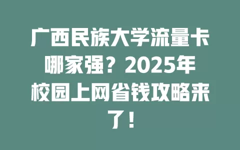 广西民族大学流量卡哪家强？2025年校园上网省钱攻略来了！