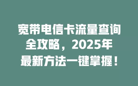 宽带电信卡流量查询全攻略，2025年最新方法一键掌握！