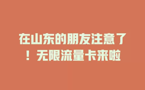 在山东的朋友注意了！无限流量卡来啦
