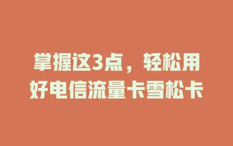 掌握这3点，轻松用好电信流量卡雪松卡