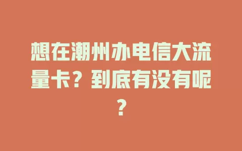 想在潮州办电信大流量卡？到底有没有呢？