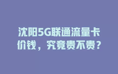 沈阳5G联通流量卡价钱，究竟贵不贵？