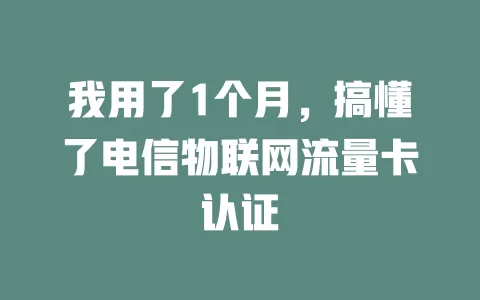 我用了1个月，搞懂了电信物联网流量卡认证