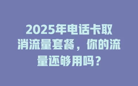 2025年电话卡取消流量套餐，你的流量还够用吗？