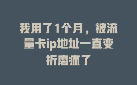 我用了1个月，被流量卡ip地址一直变折磨疯了