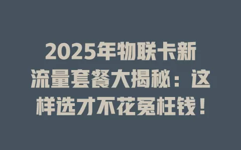 2025年物联卡新流量套餐大揭秘：这样选才不花冤枉钱！