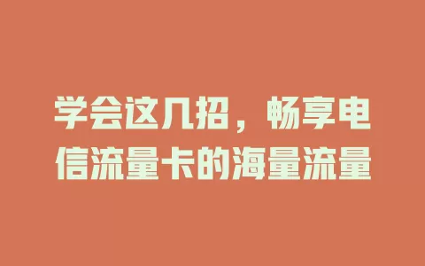 学会这几招，畅享电信流量卡的海量流量