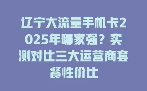 辽宁大流量手机卡2025年哪家强？实测对比三大运营商套餐性价比
