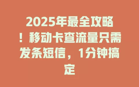 2025年最全攻略！移动卡查流量只需发条短信，1分钟搞定