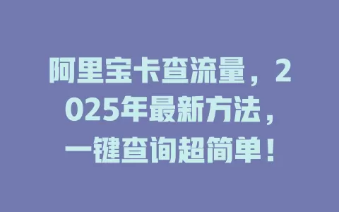 阿里宝卡查流量，2025年最新方法，一键查询超简单！