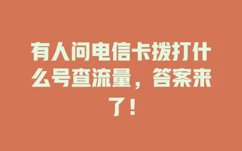 有人问电信卡拨打什么号查流量，答案来了！