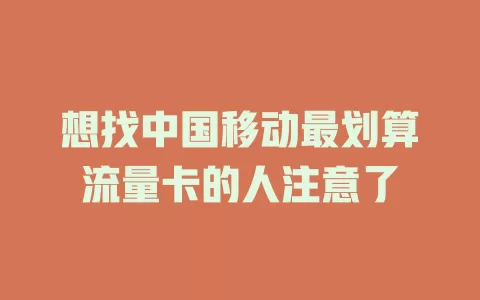 想找中国移动最划算流量卡的人注意了