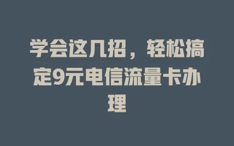 学会这几招，轻松搞定9元电信流量卡办理