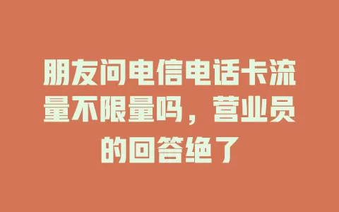 朋友问电信电话卡流量不限量吗，营业员的回答绝了