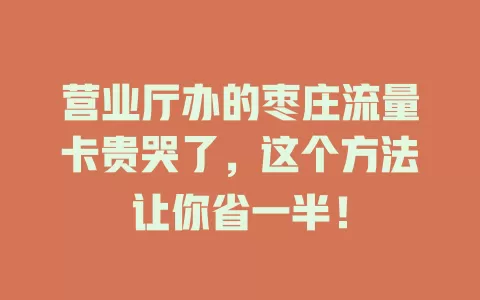 营业厅办的枣庄流量卡贵哭了，这个方法让你省一半！