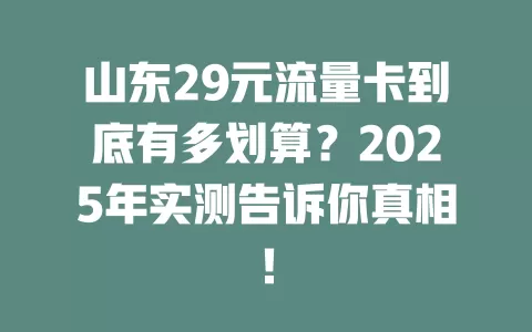 山东29元流量卡到底有多划算？2025年实测告诉你真相！